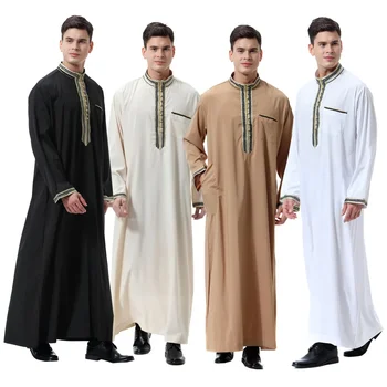 Abaya musulmonų vyrų drabužiai Islamo suknelės Mada Kaftan Pakistan Caftan Saudo Arabija Jubba Thobe Marokas Dubajus Musulmanas Juodas