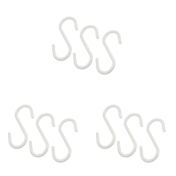 9 vnt balto plastiko S formos kabantys kabliukai šalikai drabužių pakabos