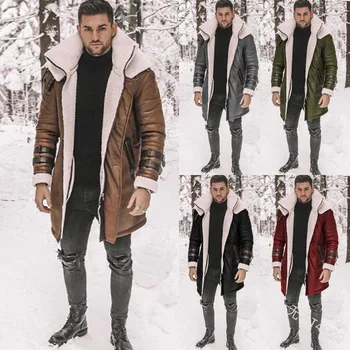 2023 Ruduo Žiema Vilnonis kirpimas Vyriškas ilgas paltas Stilingas madingas sustorėjimas Kailio imitacija Šilti drabužiai
