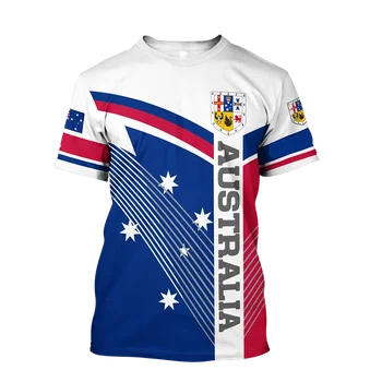 Australijos vėliavos spausdinimas Marškinėliai vyrams Moteriški drabužiai 3D madingi marškinėliai Laisvalaikio oversized trumpomis rankovėmis Vasaros O-Neck Tops trišakiai