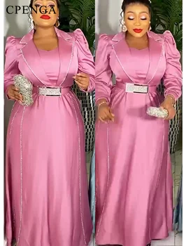 plius dydžio afrikietiška vakarėlio suknelė moterims Elegantiškos vestuvinės vakarinės suknelės 2024 m Naujos mados satin maxi ilgos suknelės Turkijos suknelės