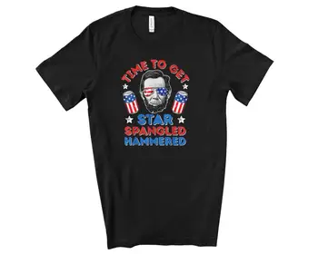 Funny Time To Get Star Spangled Hammered Drinking T-Shirt 4th of July Tee