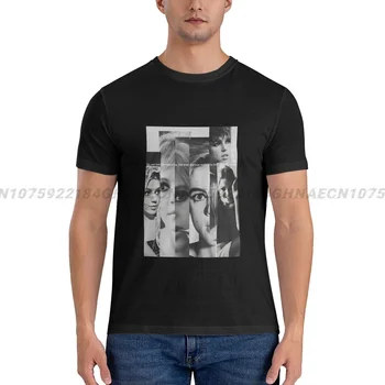 Edie Sedgwick-It Girl Rebelling Fashion Print Vyrai apvaliu kaklu Patogūs marškinėliai Oversized marškinėliai