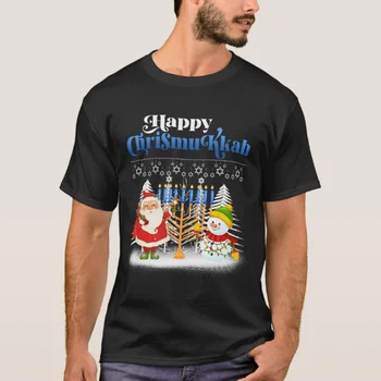 Happy Chrismukkah Jewish Christmas Hanukkah marškinėliai 100% medvilniniai O-Neck Summer Casual vyriški marškinėliai trumpomis rankovėmis Dydis S-3XL