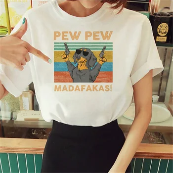 Dachshund Tee moterys vasaros dizainerės marškinėliai mergina juokingi drabužiai