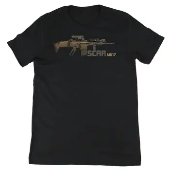 SCAR MK 17 Battle Rifle Graphic marškinėliai Premium marškinėliai trumpomis rankovėmis Tee Vyriški 100% medvilniniai kasdieniai marškinėliai Laisvi Aukščiausio dydžio S-3XL