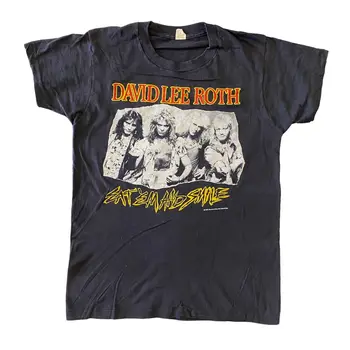 Vintage 80's David Lee Roth Eat 'Em and Smile 1986 Rock Band Tour marškinėliai M dydžio ilgomis rankovėmis