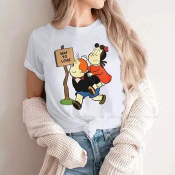 Way to Love Casual TShirt Little Lulu Cartoon Style Streetwear Patogūs marškinėliai Moteriški trišakiai Unikalūs