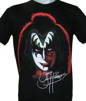 Vintage Gene Simmons Kiss Band Black Tee Vyriški marškinėliai Visų dydžių S-4XL TA1499 ilgomis rankovėmis