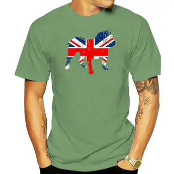 New Pure Cotton Trumpomis rankovėmis Hip Hop Fashion Vyriški marškinėliai English Bulldog Union Jack Tshirt D3-adult Shirt