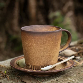Japoniškas rankų darbo kavos puodelis kūrybingas namų akmens masės kavos puodelis didelės talpos vandens puodelis paprastas krosnies keitimas vandens puodelis
