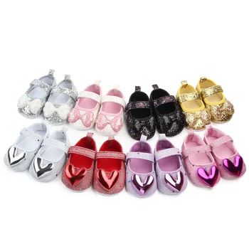Princess Bow Shoes Pink Red Baby Girl Shoes Soft Sole Anti Slip Walking Shoes Princess Shoes Baby PU Batai