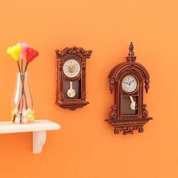 1:12 Lėlių namelis Miniatiūrinis sieninis laikrodis Europos senovinio laikrodžio baldų modelis Dekoras Žaislinių lėlių namų aksesuarai