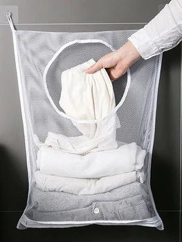 Balta daugiafunkcinė drabužių laikymo tinklinė krepšys Slyvų žiedų kabliukai Vonios organizatoriai Aksesuarai Drabužių saugykla 73*48.5cm 1vnt