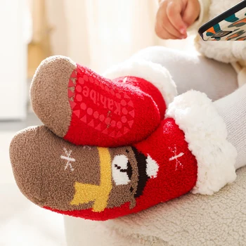 Naujagimiai Kūdikis Žiema Slydimas Ilgos kojinės su spauda Mažyliai Mergaitė Berniukas Vaikai Kalėdos Naujieji metai Terminis šiltas Kelio aukšta kojinė