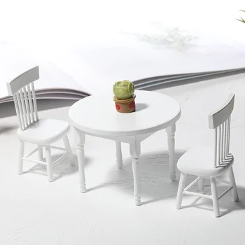 1:12 Lėlių namelis Medinis valgomojo stalas Kėdės modelio komplektas Miniatiūriniai baldų aksesuarai Restoranas Baras Stalas Baldai Žaislų vaikams dovana