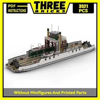 Miesto laivo modelis Moc statybinės plytos Didesnis geležinkelio keltas Transporto laivo technologijos blokai Dovana Kalėdų žaislas 
