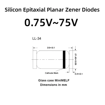 1000vnt/Lot Zener diodas 6.2V LL34 ZMM6V2, 0.5W,Stiklo diodas,Silicio epitaksiniai plokštuminiai zenerio diodai