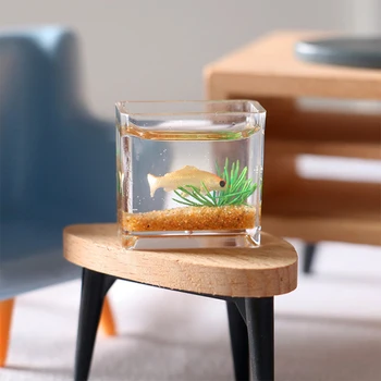 1:12 Miniatiūrinis lėlių namelis Stiklinis žuvų bakas Akvariumas Mini modeliavimo modelis 
