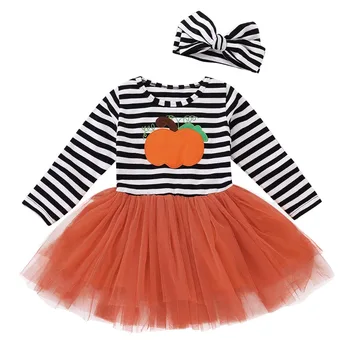 Emocijos Mamos Helovino drabužiai mergaitei Kūdikių kostiumas Mergaitės Suknelės Moliūgas Oranžinė Vaikiška suknelė Helovino kūdikių mergaičių suknelė