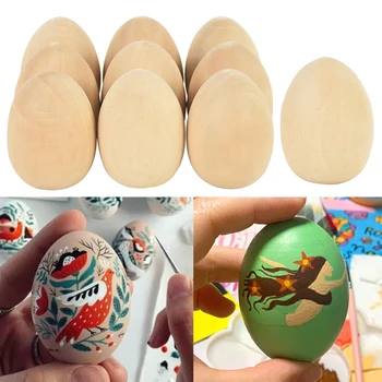 5vnt/Komplektas Velykų mediniai kiaušiniai Kūrybingi tėvų-vaikų vaikai ranka pieštas 