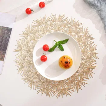 šiaurietiško stiliaus placemat tuščiaviduris kiaulpienių gėlių stalo kilimėlis kūrybinis apvalus šilumos izoliacijos kavos kilimėlis padėkliukas virtuvės valgomojo dekoras
