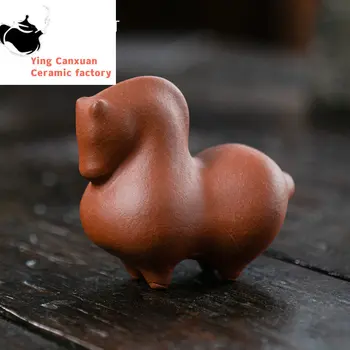 Yixing Purpurinio molio arbata Naminių gyvūnėlių animacinis filmas Arklys į sėkmę Gyvūnų skulptūra Papuošalai Kinų namų arbatos rinkinys Dekoravimo aksesuarai Amatas