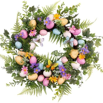 45cm Spalvingas kiaušinis Velykų dirbtinės dekoracijos Velykų kiaušinių gėlės vainikai Langų durys Kabančios girliandos Vakarėlis 