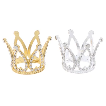 1Pc Mini Crown Princess Topper Crystal Pearl Vaikų plaukų papuošalai vestuvių gimtadienio vakarėlio tortų dekoravimo įrankiams