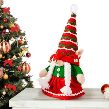 Kalėdinis rankų darbo beveidis nykštukas pliušinis su varpais Kalėdų lėlė Kalėdų elfo dekoracija namų pakabukų dovanų vakarėlio reikmenims