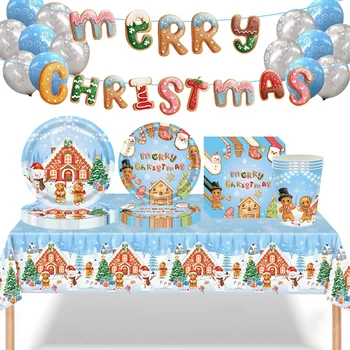 1set Kalėdinių indų dėžutė Meduoliai Vyras Kalėdų Senelio mėlynų popierinių puodelių lėkštė 2023 m. 
