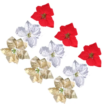 18 vnt Kalėdų eglutės dekoras Dirbtinė gėlė rankdarbių papuošimui Ornamentinės gėlės