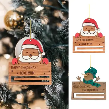 Mielas elnio formos pinigų laikiklis Unikalus medinis Kalėdų senelio pakabukas su dirželiu Šventinis kalėdinis pinigų laikiklis vakarėlių dekoravimui