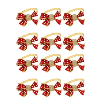 Servetėlių žiedų rinkinys 12, drugelio mazgo servetėlių žiedas vestuvinei tarnystei Kalėdoms,gimtadieniui