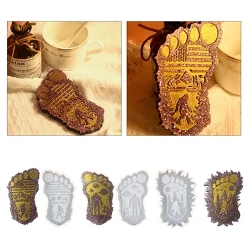 Pėdos forma Gipso padėklas Silikoninė forma 3 stiliaus pėdų puodelio laikiklis Epoksidinės dervos formos rankų darbo amatų dovanų darbalaukio dekoravimas