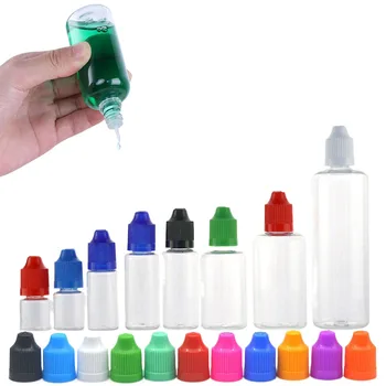 30vnt 3ml-120ml PET Empty Squeezable E Liquid Dropper Bottles Eye Vape Oils Drop Bottle Containers su spalvotais dangteliais su piltuvėliais