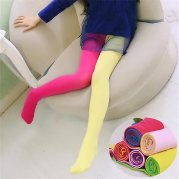 Mergaitės saldainių spalvos pėdkelnės kūdikiams mielos aksominės pėdkelnės kontrastas Kombinuotos spalvos mergaitės pavasario/rudens šiltos šokių kojinės
