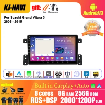 9 colių Android 13 skirta Suzuki Grand Vitara 3 2005 - 2015 Multimedijos vaizdo grotuvas Navigacija stereo GPS Carplay Auto BT5.0 5GWiFi