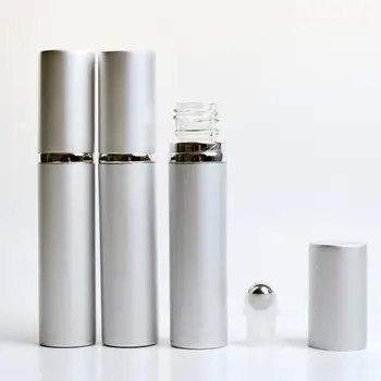 Didmeninė prekyba 7ML Fashion Empty Aluminium eterinių aliejų kvepalų buteliukas su plieno ritiniu kelionėms LX1041