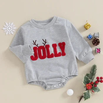 Baby Boy Girl Kalėdiniai drabužiai Kalėdų senelio džemperis Romper Oversized ilgomis rankovėmis Romper Fall Žieminiai drabužiai