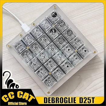 DEBROGLIE D25T Mechaninė klaviatūra Numpad klaviatūra Mini skaidri klaviatūra Karšto apsikeitimo RGB 25 klavišų skaitmeninio pritaikymo klaviatūros dovanos