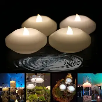 Plaukiojančios arbatinės Žvakės Tikroviškas Mirgėjimas Liepsnojantis vandeniui atsparus baseinas Žvakė Bedūmis plūduriuojantis vanduo Vakarėlio žvakė