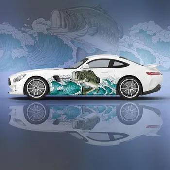 Spray Fish Waves automobilių lipdukai universalūs dideli automobilių lipdukai dažyti automobilio lipdukai kairėje ir dešinėje pusėje grafiniai skausmingi automobilio lipdukai