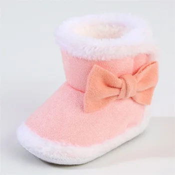 kūdikių žieminiai sniego batai lanku dekoruoti zomšiniai batai šilti kūdikio pirmieji vaikštynės batai