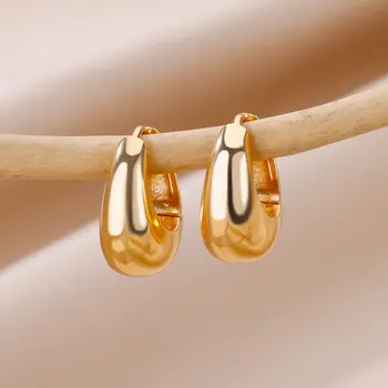 Chunky Gold Color Oval Hoop auskarai moterims Nerūdijančio plieno auskarai 2023 Trend Wedding Aesthetic Jewelry Party Gift aretes