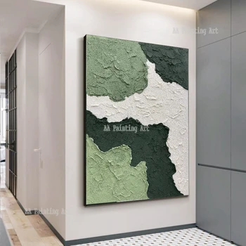 Naujas atvykėlis Ranka nutapytas Abstraktus žalias aliejinis paveikslas Neįrėmintas sienų pakabinimas Drobė Sienų menas Paveikslų paveikslai Drobės meno kūriniai