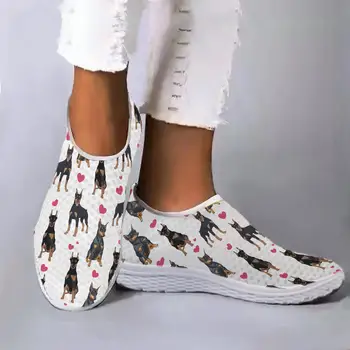 מגניב גרמנית פינצ 'ר דפוס אהבה מודפס לנשימה רשת נעלי רך בית נעליים נוח נעליים יומיות Zapatos