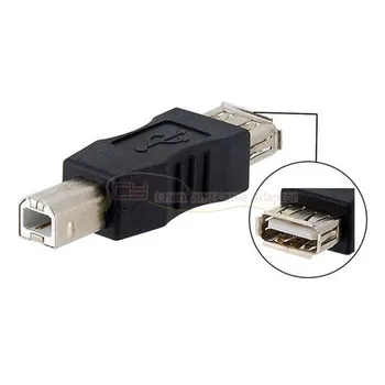 USB 2.0 Moteriško ir B vyriško adapterio jungtis AF į BM keitiklį Mini nešiojamas juodas adapteris kompiuterio telefono spausdintuvui