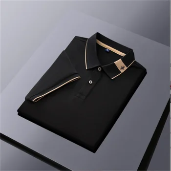 Nauji vyriški polo marškinėliai verslas Rudens marškinėliai trumpomis rankovėmis Laisvalaikio vyriški polo marškiniai tinka ploni korėjietiški drabužiai sagos marškiniai