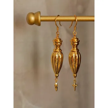 Prabangus dizaineris Egiptas Indijos turkų vintažinis auksas Metalas Ilgas auskaras Ausų kablio lašas Bvzantine stilius Retro Italija Juvelyrikos dovana